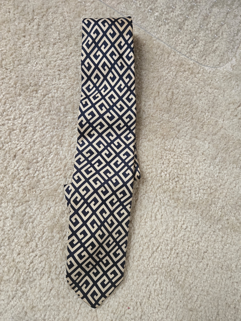Mens Givenchy Geometric Navy & Cream Men's Silk Tie